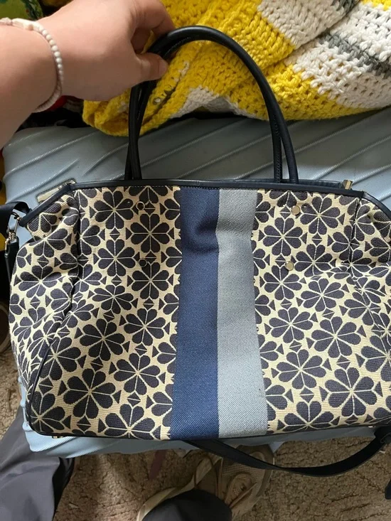 kate spade Navy, Cream & Light Blue Floral Stripe Tote - Picture 2 of 3